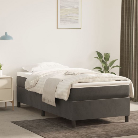 Lit et matelas Gris foncé 90x190 cm Velours
