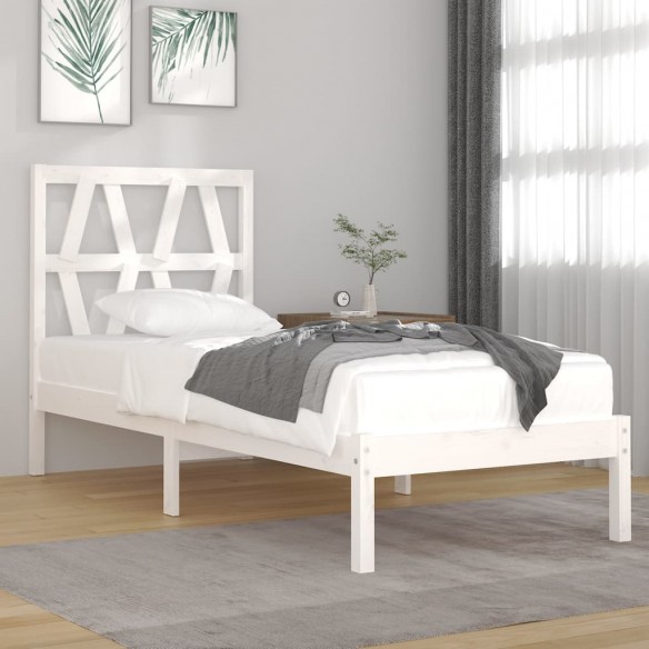 Lit Blanc Bois de pin massif 90x200 cm