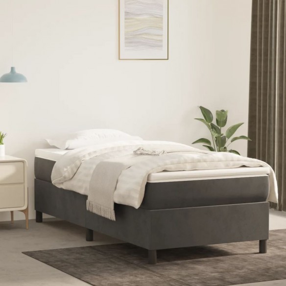 Lit Gris foncé 100x200 cm Velours