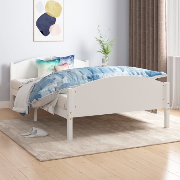Lit Blanc Bois de pin massif 140x200 cm