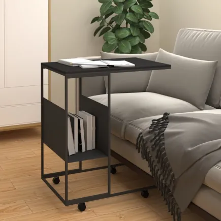Table d'appoint avec roues Noir 55x36x63,5 cm