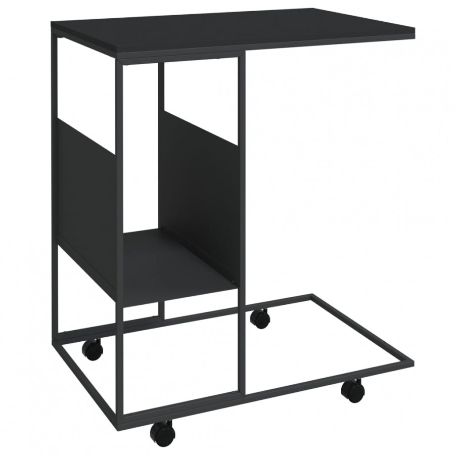 Table d'appoint avec roues Noir 55x36x63,5 cm