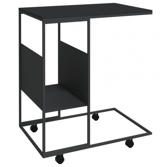 Table d'appoint avec roues Noir 55x36x63,5 cm  Table d'appoint avec roues Noir 55x36x63,5 cm