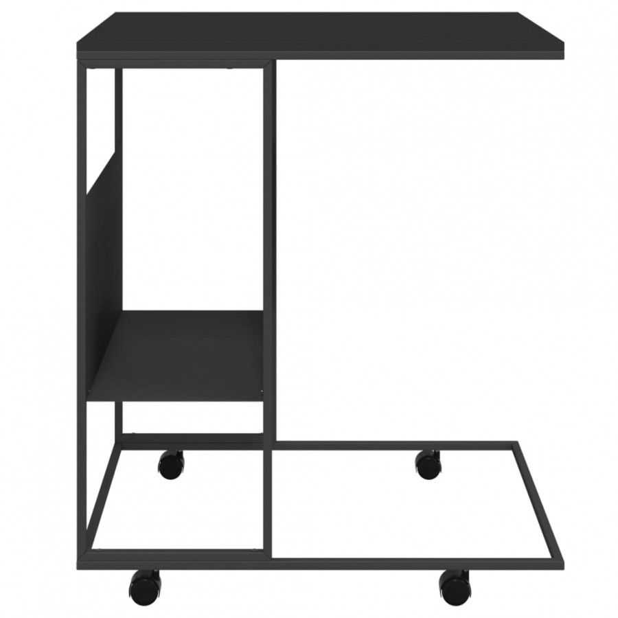 Table d'appoint avec roues Noir 55x36x63,5 cm