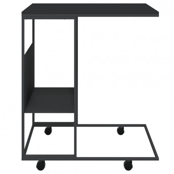 Table d'appoint avec roues Noir 55x36x63,5 cm  Table d'appoint avec roues Noir 55x36x63,5 cm