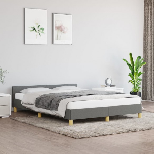 Lit avec tête de lit Gris foncé 140x200 cm Tissu
