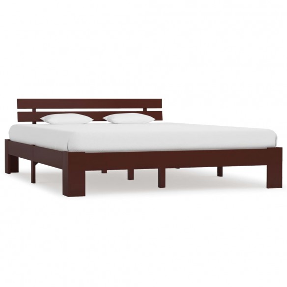 Lit Marron foncé Bois de pin massif 180 x 200 cm