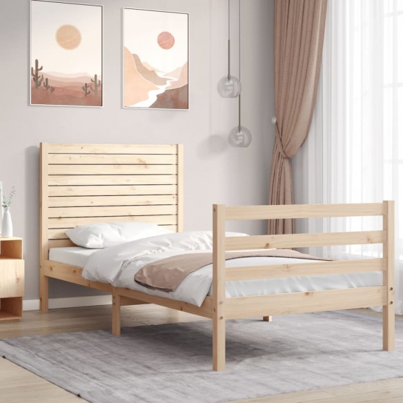 Lit avec tête de lit 90x200 cm bois massif