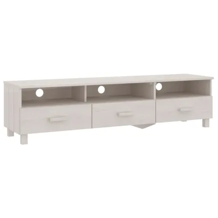 Meuble TV HAMAR Blanc 158x40x40 cm Bois massif de pin 2