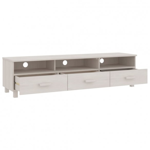Meuble TV HAMAR Blanc 158x40x40 cm Bois massif de pin Meuble TV HAMAR Blanc 158x40x40 cm Bois massif de pin