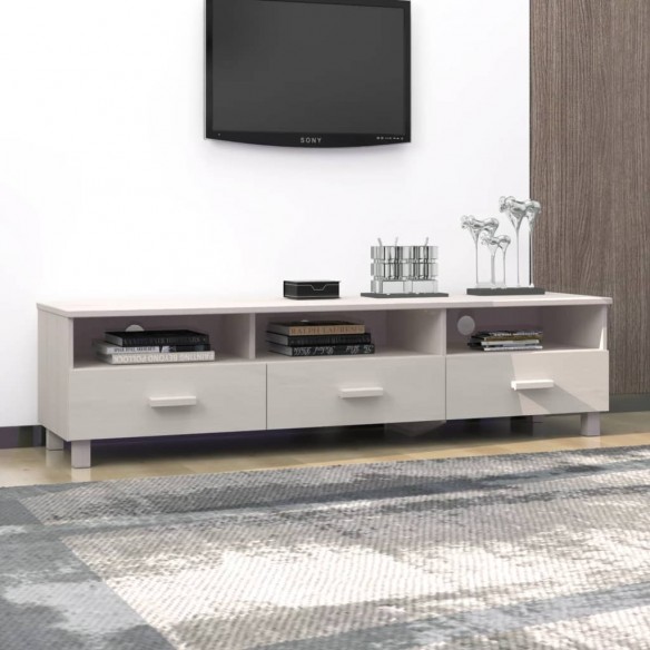 Meuble TV HAMAR Blanc 158x40x40 cm Bois massif de pin Meuble TV HAMAR Blanc 158x40x40 cm Bois massif de pin