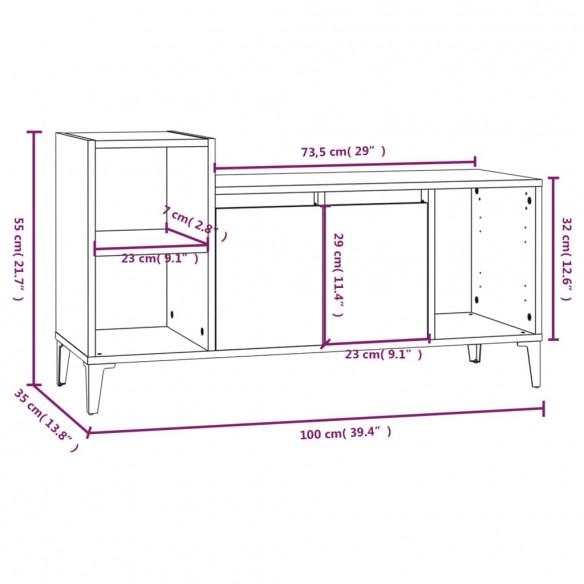 Meuble TV Blanc 100x35x55 cm 