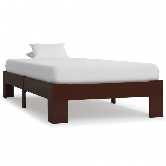 Lit Marron foncé Bois de pin massif 100 x 200 cm