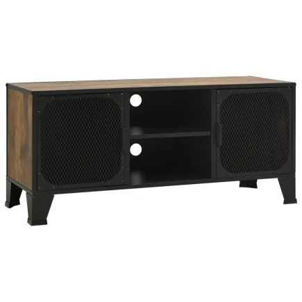 Meuble TV Marron rustique 105x36x47 cm Métal et MDF 2