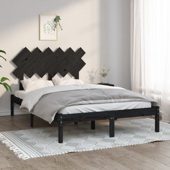 Lit Noir 135x190 cm Double Bois massif