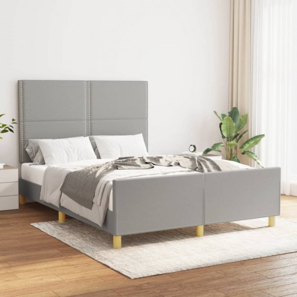 Lit avec tête de lit Gris clair 140x190 cm Tissu