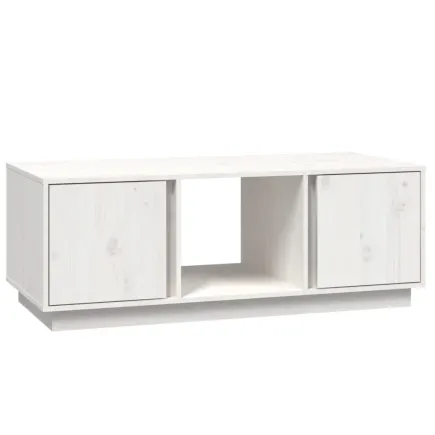 Table basse Blanc 110x50x40 cm Bois massif de pin 2