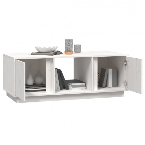 Table basse Blanc 110x50x40 cm Bois massif de pin Table basse Blanc 110x50x40 cm Bois massif de pin