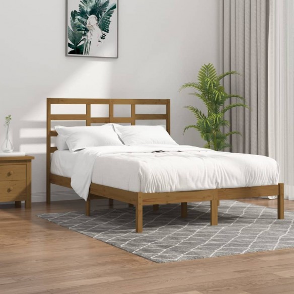 Lit Marron miel Bois massif 120x200 cm