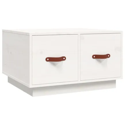 Table basse Blanc 60x53x35 cm Bois massif de pin 2