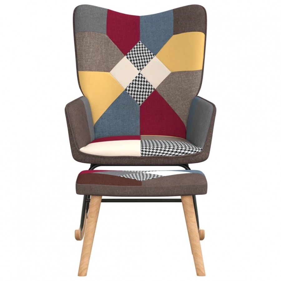 Chaise à bascule avec tabouret Patchwork Tissu