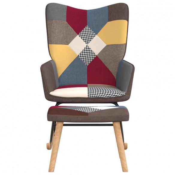 Chaise à bascule avec tabouret Patchwork Tissu Chaise à bascule avec tabouret Patchwork Tissu