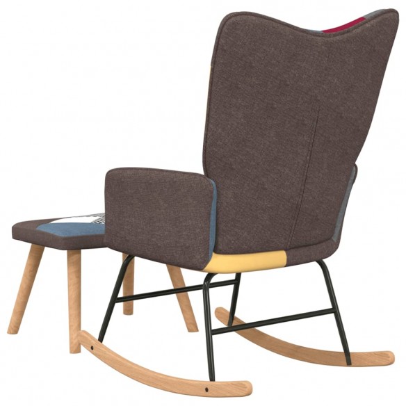 Chaise à bascule avec tabouret Patchwork Tissu Chaise à bascule avec tabouret Patchwork Tissu
