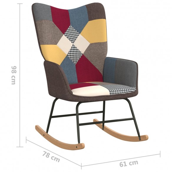 Chaise à bascule avec tabouret Patchwork Tissu Chaise à bascule avec tabouret Patchwork Tissu