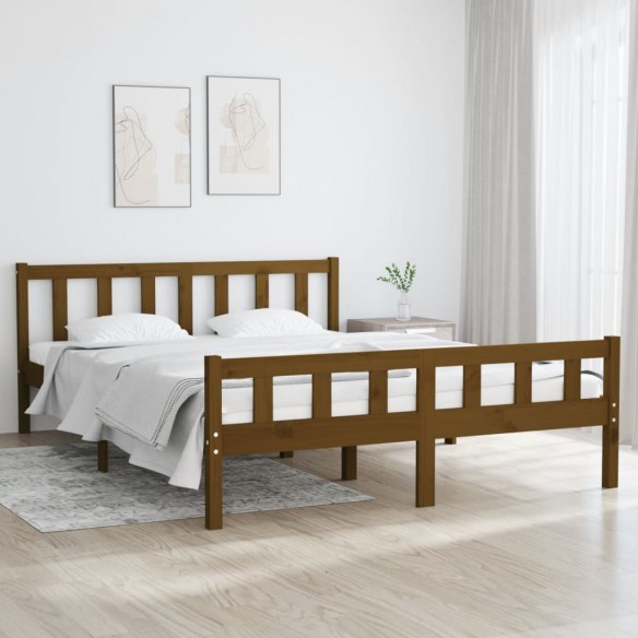 Lit Marron miel Bois massif 120x200 cm