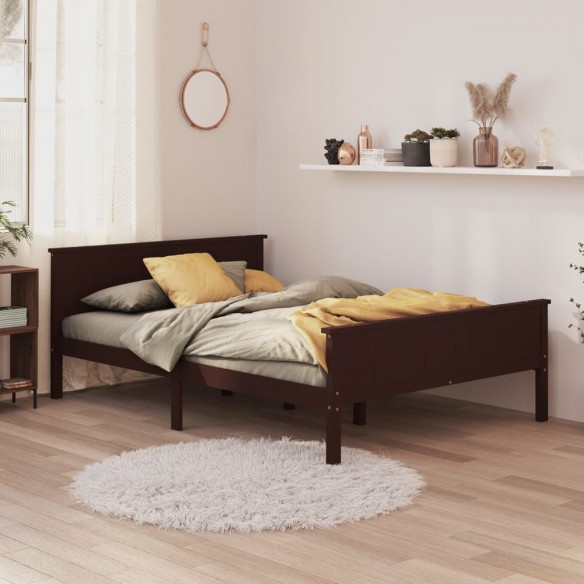 Lit Marron foncé Bois de pin massif 160x200 cm