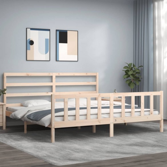 Lit avec tête de lit 200x200 cm bois massif