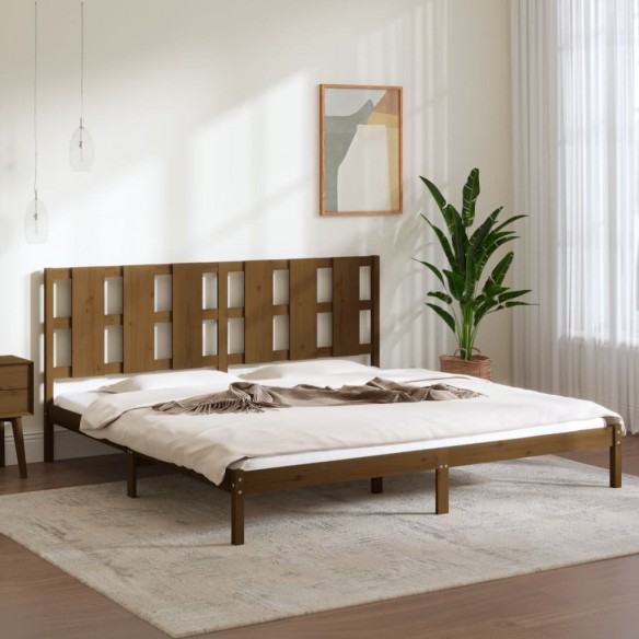 Lit Marron miel Bois de pin massif 200x200 cm