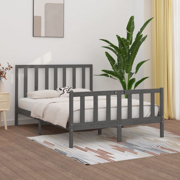 Lit Gris Bois massif 150x200 cm Très grand