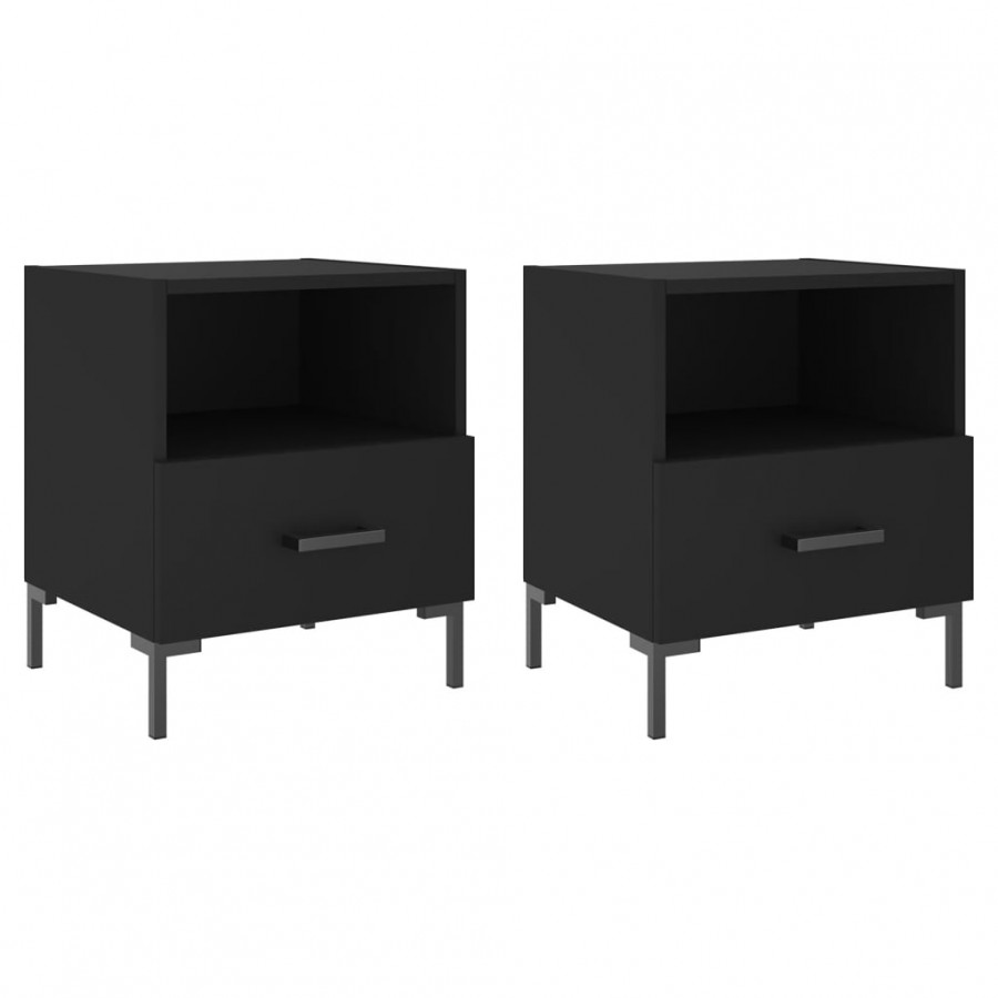 Tables de chevet 2 pcs noir 40x35x47,5 cm bois d’ingénierie