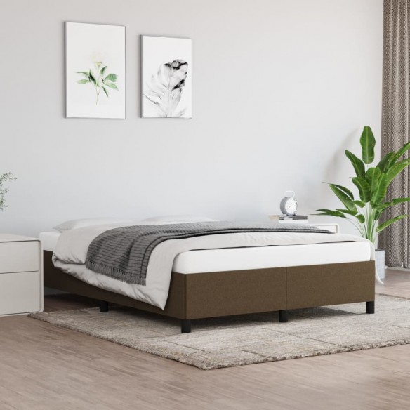 Lit Marron foncé 140x190 cm Tissu