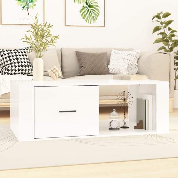 Table basse Blanc brillant 100x50,5x35 cm 
