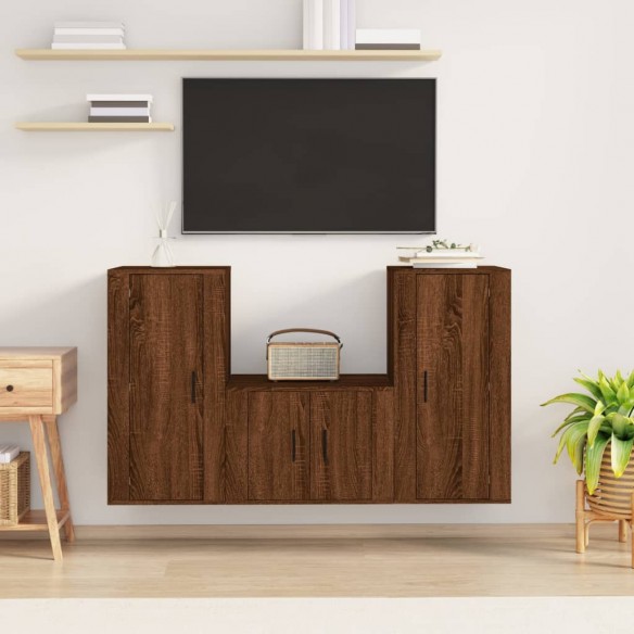Ensemble de meubles TV 3 pcs Chêne marron 