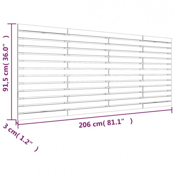 Tête de lit murale Gris 206x3x91,5 cm Bois massif de pin