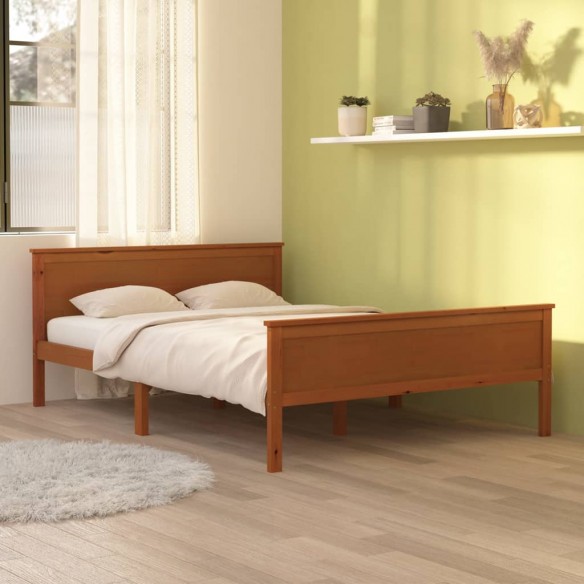 Lit Marron miel Bois de pin massif 120x200 cm