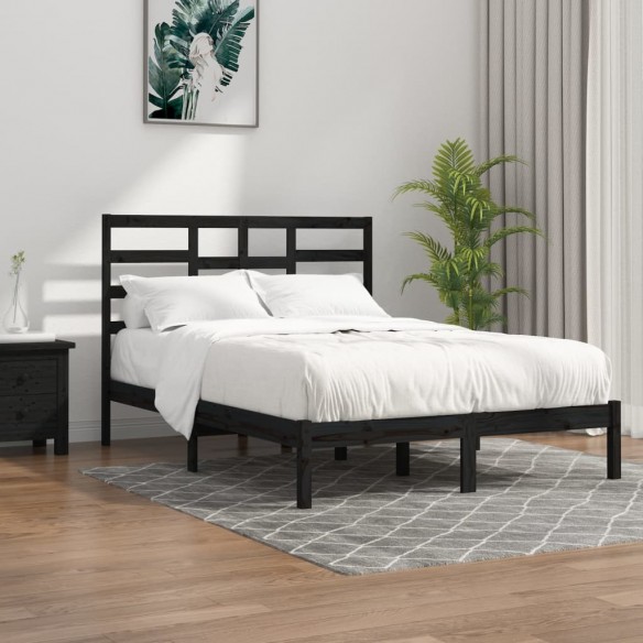 Lit Noir Bois massif 140x190 cm