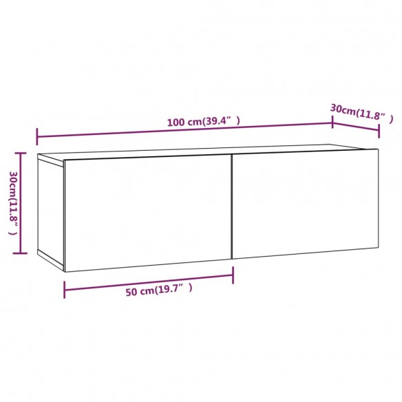 Meubles TV muraux 4 pcs Sonoma gris 100x30x30 cm