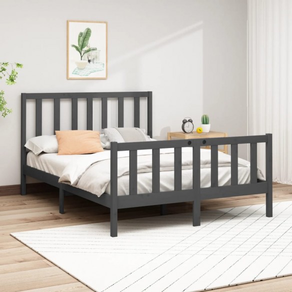 Lit Gris Bois de pin massif 150x200 cm Très grand