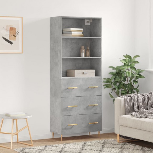 Buffet haut Gris béton 69,5x34x180 cm 