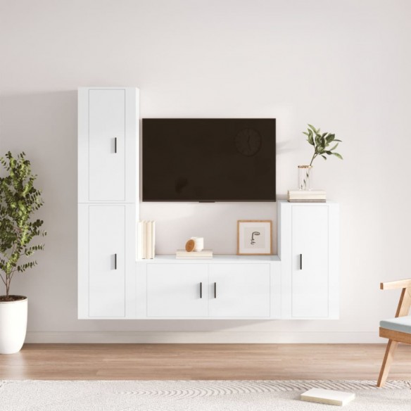 Ensemble de meubles TV 4 pcs Blanc brillant 
