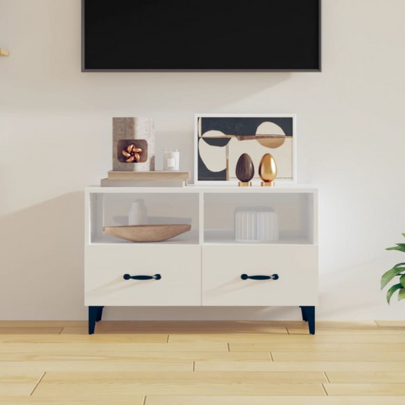 Meuble TV Blanc brillant 80x36x50 cm 