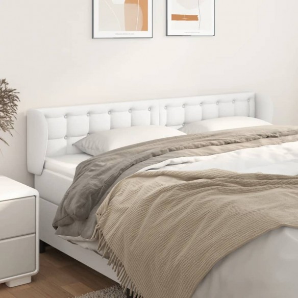 Tête de lit avec oreilles Blanc 203x23x78/88 cm Similicuir