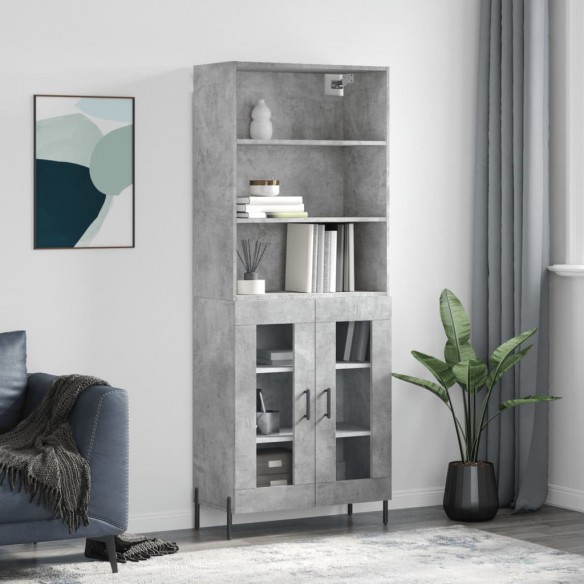 Buffet haut Gris béton 69,5x34x180 cm 