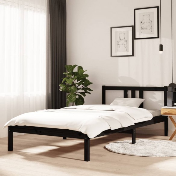 Lit Noir Bois massif 100x200 cm