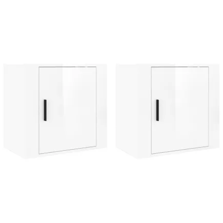 Tables de chevet murales 2 pcs Blanc brillant 50x30x47 cm 2