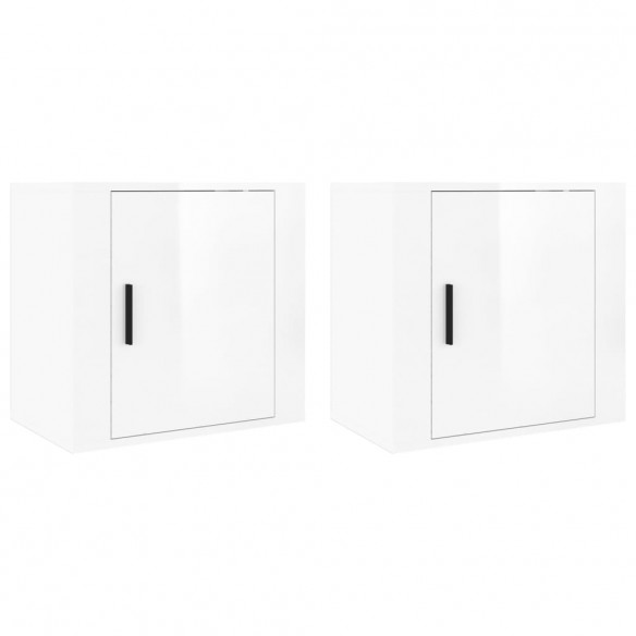 Tables de chevet murales 2 pcs Blanc brillant 50x30x47 cm Tables de chevet murales 2 pcs Blanc brillant 50x30x47 cm